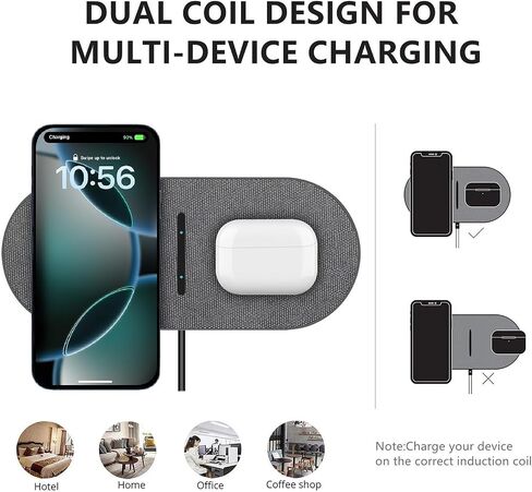 2 in 1 Wireless Charger,50W Double Wireless Charging Station for iPhone in Kuwait