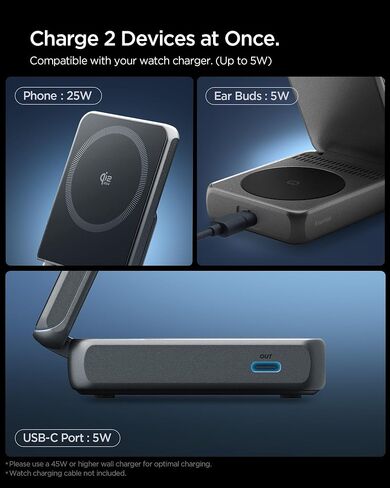 Spigen Foldable Wireless Charger, 25W Qi2.2 2-in-1 in Kuwait