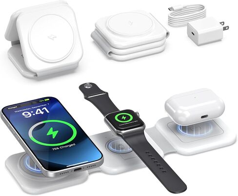 3 in 1 Foldable Travel Wireless Charger for Apple Multi Device in Kuwait