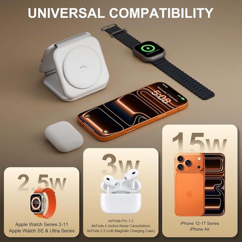 Fast 3-in-1 Foldable Wireless Travel Charger for Apple in Kuwait