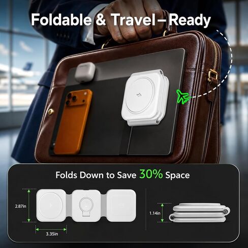 Fast 3-in-1 Foldable Wireless Travel Charger for Apple in Kuwait