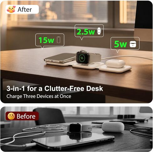 Fast 3-in-1 Foldable Wireless Travel Charger for Apple in Kuwait