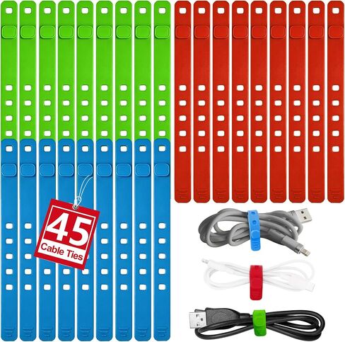 AROIC 60Pcs Silicone Cable Ties, 5-Colors Reusable Cord Organizer in Kuwait