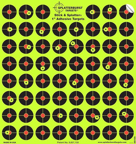 Splatterburst Targets - 10 Pack 1 inch Stick & Splatter Self Adhesive Shooting Targets - Gun - Rifle - Pistol - Airsoft - BB Gun - Pellet Gun - Air Rifle - Made in USA in Saudi Arabia