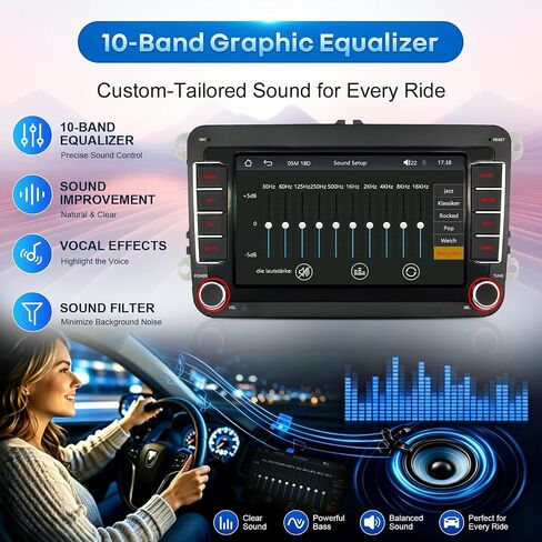 Car Radio for VW Passat Golf MK5 MK6 Jetta Beetle Passat Sharan Tiguan Touran Seat Polo with Wireless Carplay & Android Auto,7in Touchscreen Car Stereo with Bluetooth Mirror Link FM/SWC/USB in Kuwait