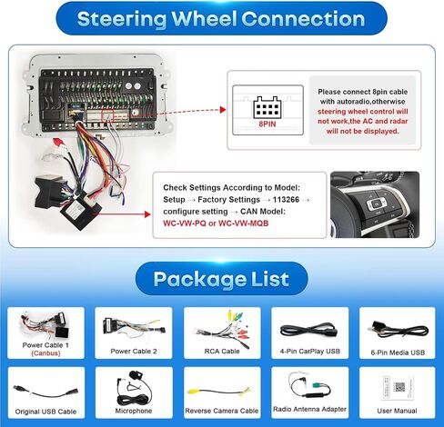Car Radio for VW Passat Golf MK5 MK6 Jetta Beetle Passat Sharan Tiguan Touran Seat Polo with Wireless Carplay & Android Auto,7in Touchscreen Car Stereo with Bluetooth Mirror Link FM/SWC/USB in Kuwait