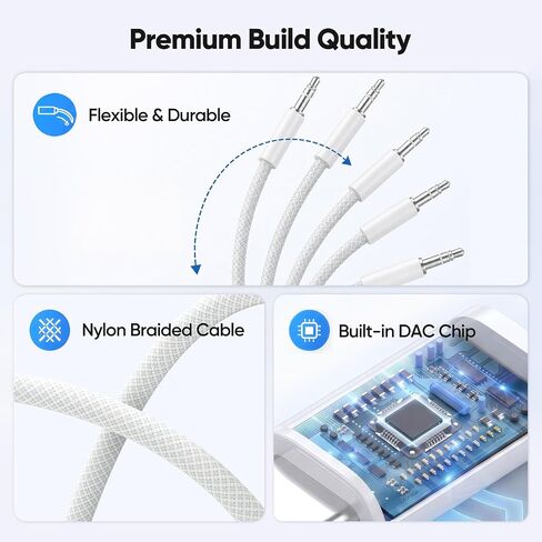 Aux Cord to USB C, USBC to 3.5mm Audio Headphone Jack, 3ft Braided Cable in Saudi Arabia