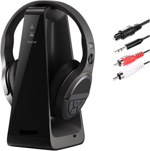 Wireless TV Headphones for Seniors with Large Buttons, 15H Playtime & 0 Delay, 2.4GHz RF Transmitter Charging Dock, Bluetooth Over-Ear Headset, Fits Most TVs, Digital Optical(TOSLINK)/RCA/3.5mm Output in Kuwait