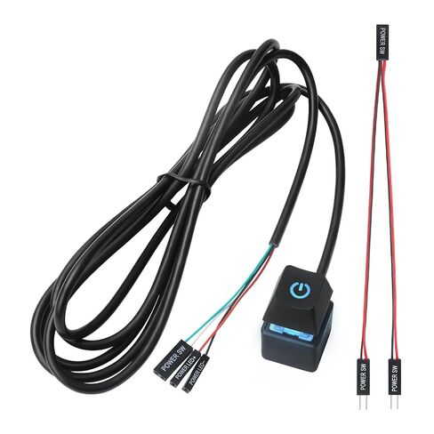 APIELE PC Power Button Desktop PC Computer External Power ON Off LED Push Computer Host Button Supply Supplies with 1.8m Cables for Computer Motherboard Black Keyboard Model in Kuwait