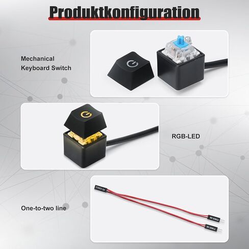 APIELE PC Power Button Desktop PC Computer External Power ON Off LED Push Computer Host Button Supply Supplies with 1.8m Cables for Computer Motherboard Black Keyboard Model in Kuwait
