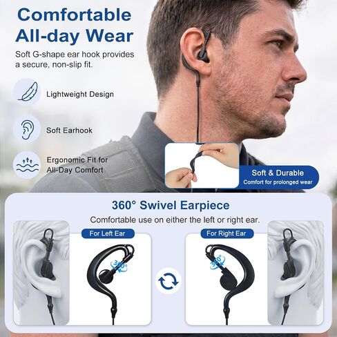 Walkie Talkie Earpiece with PTT Mic 2-Pin G-Shape Security Headset in Kuwait