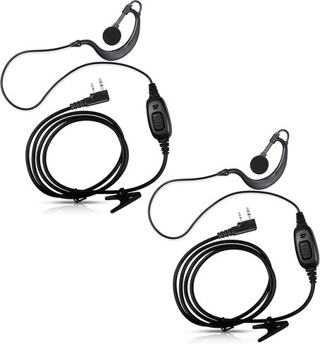 Walkie Talkie Earpiece K Head 2 Pin G Shape Single Wire Ear Piece Headset with Mic PTT Compatible with Baofeng UV-5R BF-888S Retevis RT21 RT22 H-777 Arcshell AR-5 Kenwood Two Way Radio (G Shape 2Pcs) in Kuwait