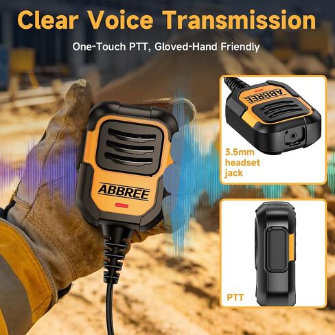 ABBREE Walkie Talkie Speaker Mic, Ham Radio MIC Remote Speaker Microphone for Baofeng UV-5R Mini BF-F8HP Pro 5RM AR-152 Pro UV-32 DM-32 GM21 UV-5G Plus GM-15PRO K5PLUS Radio Accessories in Kuwait