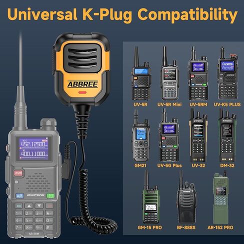 ABBREE Walkie Talkie Speaker Mic, Ham Radio MIC Remote Speaker Microphone for Baofeng UV-5R Mini BF-F8HP Pro 5RM AR-152 Pro UV-32 DM-32 GM21 UV-5G Plus GM-15PRO K5PLUS Radio Accessories in Kuwait