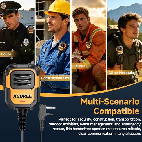 ABBREE Walkie Talkie Speaker Mic, Ham Radio MIC Remote Speaker Microphone for Baofeng UV-5R Mini BF-F8HP Pro 5RM AR-152 Pro UV-32 DM-32 GM21 UV-5G Plus GM-15PRO K5PLUS Radio Accessories in Kuwait