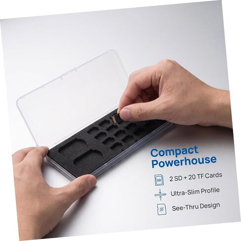 Portable Memory Card Storage Case for 20 Cards, Organizer with Ultrathin Design and Protective Plastic + Sponge Material, for Everyday Use and Travel in Kuwait