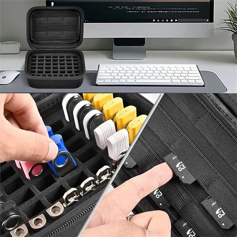 USB Flash Drive Case SD Card Organizer Shockproof Portable Storage Bag for 44 Drives in Kuwait
