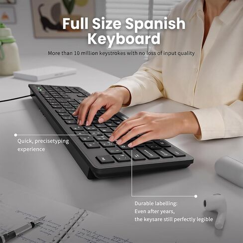 Spanish Keyboard USB Wired - 105 Keys QWERTY ANSI Layout with Ñ in Kuwait