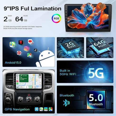 Car Radio Upgrade for Dodge RAM 1500 2013-2018 with CarPlay Android Auto in Kuwait
