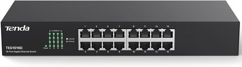 Tenda 24 Port Gigabit Ethernet Switch | Rackmount Network Switch | 24*10/100/1000Mbps Shielded Ports | Unmanaged | Plug & Play | Traffic Optimization | Metal Case | Quiet for Small Business (TEG1024D) in Saudi Arabia