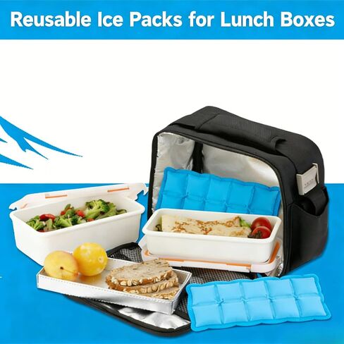 Reusable Ice Packs for Lunch Boxes – 10" x 4" Dry Ice Pack, Long‑Lasting Slim Freezer Packs for Lunch Bags, Coolers, Travel, Therapy, Camping, Flexible Cold Pack for Food (Ice Pack 10" x 4" x 0.7") in Kuwait