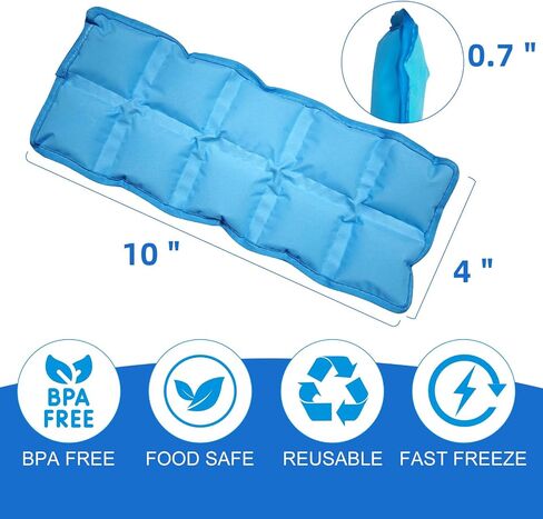 Reusable Ice Packs for Lunch Boxes – 10" x 4" Dry Ice Pack, Long‑Lasting Slim Freezer Packs for Lunch Bags, Coolers, Travel, Therapy, Camping, Flexible Cold Pack for Food (Ice Pack 10" x 4" x 0.7") in Kuwait