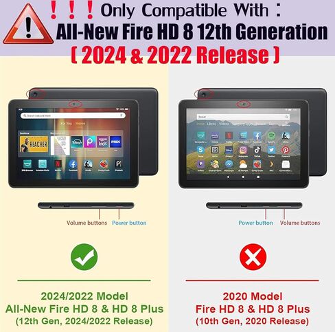 Clear Case for Amazon Fire HD 8/8 Plus 12th Gen 2024/2022 Tablet (NOT for 10th Gen 2020), Flexible TPU Bumper Shockproof Back Cover, Ultra-Slim Transparent Protective Case in Kuwait