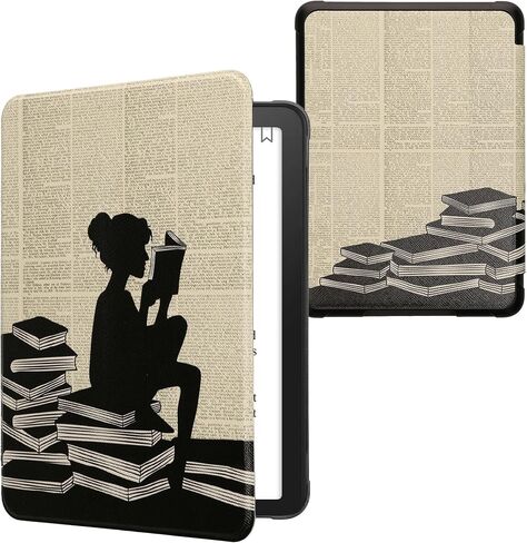 kwmobile Case Compatible with Amazon Kindle Paperwhite (2024)/Colorsoft Case - eReader Cover - Cats Orange/Black/White in Kuwait