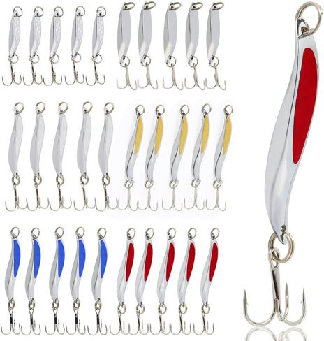 Sougayilang Fishing Spoons Lure, Casting Fishing Lures Blade Baits, Great for Fishing Perch, Crappie, Trout, Bass, Pike, Musky, Walleye, Salmon, Striper and More in Kuwait