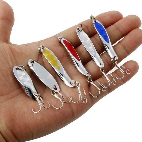 Sougayilang Fishing Spoons Lure, Casting Fishing Lures Blade Baits, Great for Fishing Perch, Crappie, Trout, Bass, Pike, Musky, Walleye, Salmon, Striper and More in Kuwait
