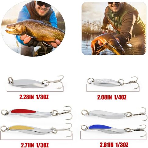 Sougayilang Fishing Spoons Lure, Casting Fishing Lures Blade Baits, Great for Fishing Perch, Crappie, Trout, Bass, Pike, Musky, Walleye, Salmon, Striper and More in Kuwait