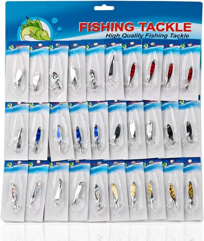 Sougayilang Fishing Spoons Lure, Casting Fishing Lures Blade Baits, Great for Fishing Perch, Crappie, Trout, Bass, Pike, Musky, Walleye, Salmon, Striper and More in Kuwait