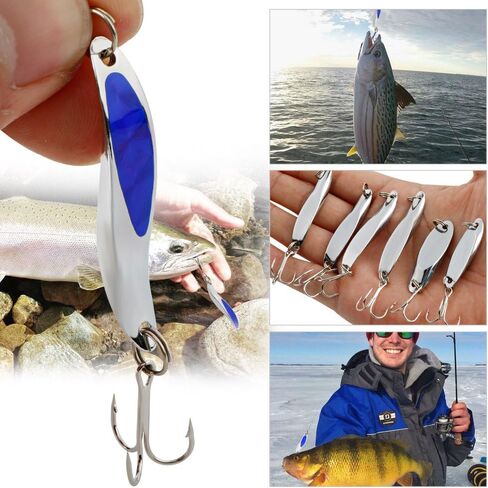 Sougayilang Fishing Spoons Lure, Casting Fishing Lures Blade Baits, Great for Fishing Perch, Crappie, Trout, Bass, Pike, Musky, Walleye, Salmon, Striper and More in Kuwait