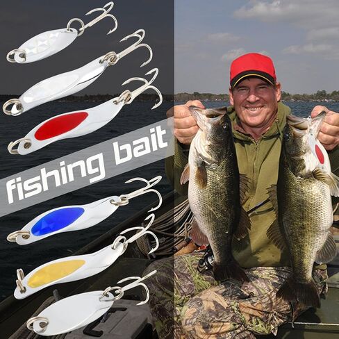 Sougayilang Fishing Spoons Lure, Casting Fishing Lures Blade Baits, Great for Fishing Perch, Crappie, Trout, Bass, Pike, Musky, Walleye, Salmon, Striper and More in Kuwait