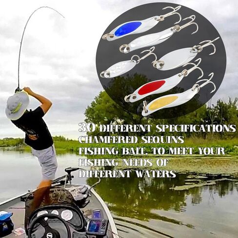 Sougayilang Fishing Spoons Lure, Casting Fishing Lures Blade Baits, Great for Fishing Perch, Crappie, Trout, Bass, Pike, Musky, Walleye, Salmon, Striper and More in Kuwait