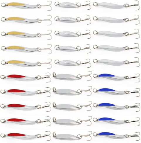 Sougayilang Fishing Spoons Lure, Casting Fishing Lures Blade Baits, Great for Fishing Perch, Crappie, Trout, Bass, Pike, Musky, Walleye, Salmon, Striper and More in Kuwait