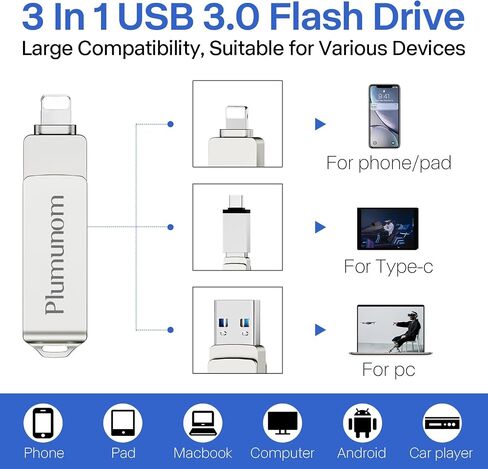 Flash Drive 128GB Compatible with i0S/Android/PC. Flash Drive for lphone for Save More Photos and Videos in Saudi Arabia