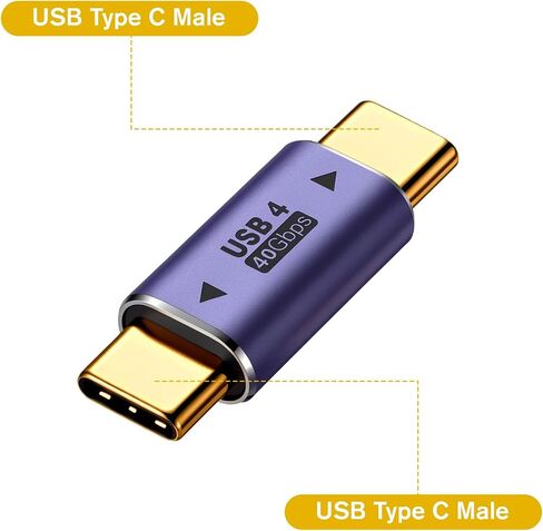 2 Pack USB C Male to Male Adapter Type C Coupler Extender Support 40Gbps Data 100W Fast Charging Video for Laptop Phone and TypeC Devices in Kuwait