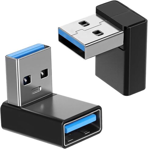 2 Pack USB3.1 Type A Male to USB-A Female Adapter, Angle USB A Male to Female Converters, Up and Down Angle 90 Degree Fast Charging Converter OTG for PC, Laptop, Power Bank and More in Kuwait
