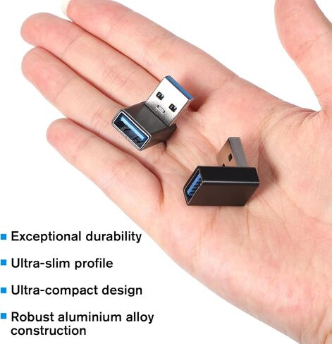 2 Pack USB3.1 Type A Male to USB-A Female Adapter, Angle USB A Male to Female Converters, Up and Down Angle 90 Degree Fast Charging Converter OTG for PC, Laptop, Power Bank and More in Kuwait