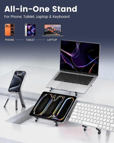 LENTION Laptop Stand, Magnetic Foldable 8-Level Adjustable MagSafe Riser in Kuwait