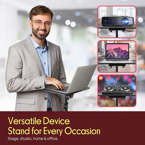 Pyle Universal Laptop Projector Tripod Stand - Adjustable Computer, DJ Equipment Holder Mount with 14'' x 11'' Plate, Height Adjustable 22 to 35 Inches - Portable for Stage, Studio,Home,and Office Use in Kuwait