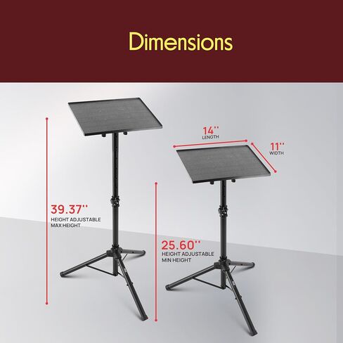 Pyle Universal Laptop Projector Tripod Stand - Adjustable Computer, DJ Equipment Holder Mount with 14'' x 11'' Plate, Height Adjustable 22 to 35 Inches - Portable for Stage, Studio,Home,and Office Use in Kuwait