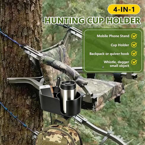 Cup Holder for Tree Stand Hunting Clamp on Deer Stand Bottle Holder Easy to Install for Hunting, Bikes, Trolleys and Desk in Kuwait