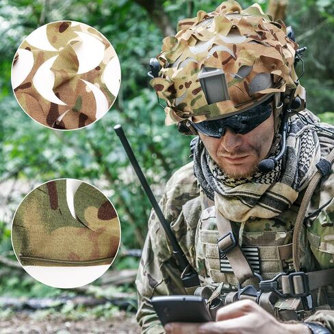 4 Pcs Helmet Cover Tactical Scrim Airsoft Leaf Cover Camo Military Gear Combat Fast Tactical Accessories Military Paintball Hunting Shooting Gear, Helmet Not Included in Kuwait