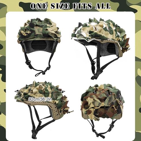 4 Pcs Helmet Cover Tactical Scrim Airsoft Leaf Cover Camo Military Gear Combat Fast Tactical Accessories Military Paintball Hunting Shooting Gear, Helmet Not Included in Kuwait