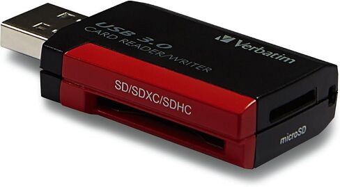 Verbatim Pocket USB 3.0 Card Reader, SD and microSD, Built-in USB, Black in Kuwait