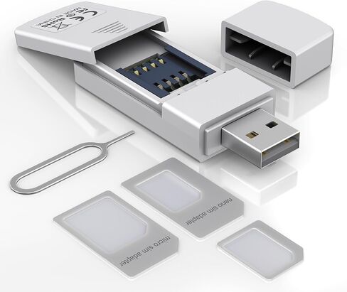 SIM Card Adapter Reader - Sim Card Adapter Kit, Micro, Nano, Standard Sim Card Readers with Eject Pin - USB to S im Card Reader Edit and Read Messages/Contacts, Plug & Play for Windows Computer Laptop in Kuwait