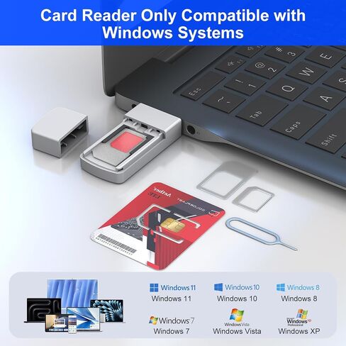 SIM Card Adapter Reader - Sim Card Adapter Kit, Micro, Nano, Standard Sim Card Readers with Eject Pin - USB to S im Card Reader Edit and Read Messages/Contacts, Plug & Play for Windows Computer Laptop in Kuwait