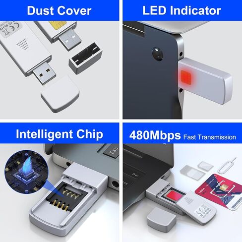 SIM Card Adapter Reader - Sim Card Adapter Kit, Micro, Nano, Standard Sim Card Readers with Eject Pin - USB to S im Card Reader Edit and Read Messages/Contacts, Plug & Play for Windows Computer Laptop in Kuwait